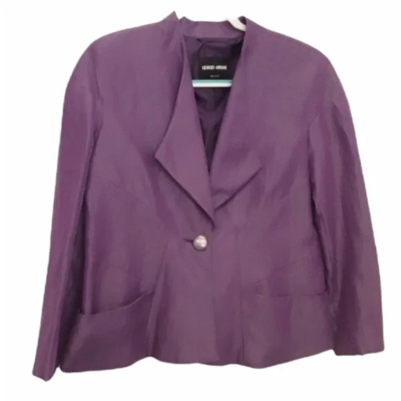 Giorgio Armani Purple Silk/Linen Jacket EUC sz 22/ EU 48 - Picture 2 of 8